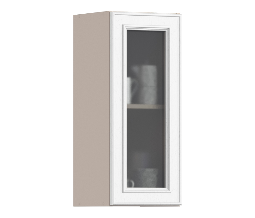 , Регина РП-30 Полка с фасадом-витриной Песочный/МДФ Классика белый