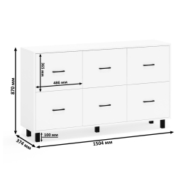 Комод шесть выдвижных ящиков РВК 127-1504