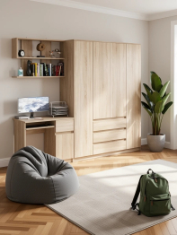 Стол компьютерный с тумбой справа с большим шкафом Мори МШ1600.1 и полкой открытой