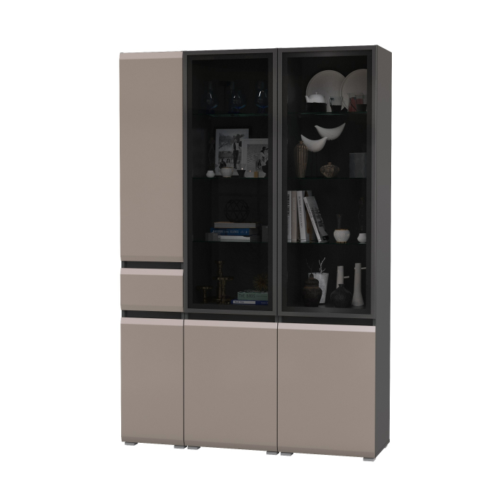 Шкафы распашные, Горка для гостиной Сидней из шкаф-витрина 2 штуки и шкаф с ящиком 13.202