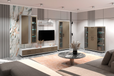 Стенки для гостиной, Модульная гостиная Грейс композиция 4  Снежный Ясень