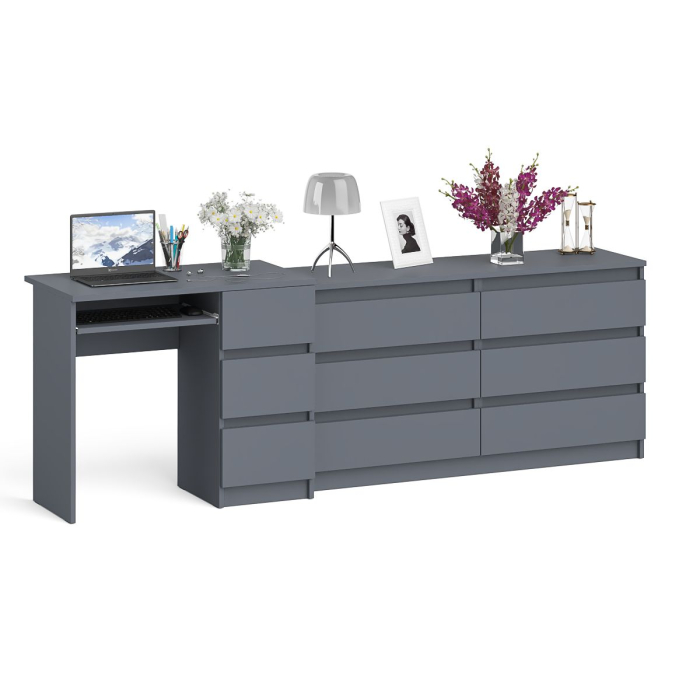 Домашние кабинеты, Комод 1380 6-ть ящиков Мори с однотумбовым столом компьютерным МС-6 правым