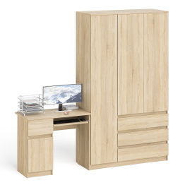Компьютерный стол с тумбой с дверкой и ящиком левый и шкаф-комод Мори МШ1200-1