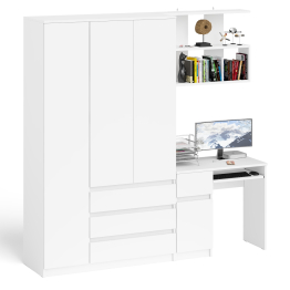 Широкий шкаф-комод Мори МШ1200.1 с письменным столом МС-1 левый и полкой на 900