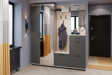 Модульная прихожая Грейс композиция 8  Ясень Асахи