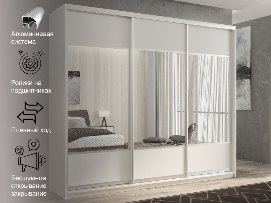 Шкафы-купе 3-х дверные, Шкаф-купе 3х дверный Кааппи 6 210х45