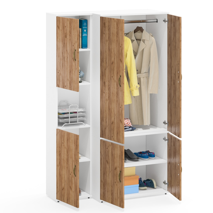 Шкафы распашные, Шкаф для одежды глубокий и пенал две дверки и ниша Лидер-8