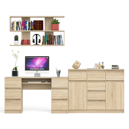 Комод-тумба Мори МК1200.4 с открытой верхней полкой и стол компьютерный МС-2