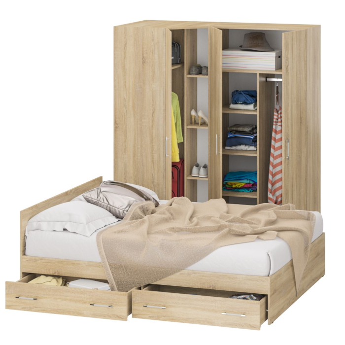 Спальные гарнитуры, Гарнитур Спальный № 2 Стандарт с кроватью 1600 с ящиками