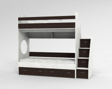 Для подростка, Трехъярусная кровать Юниор, Белое Дерево