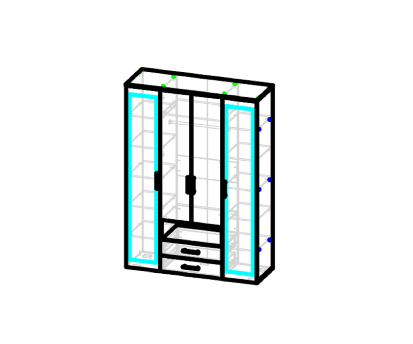 Для одежды, Шкаф четырехдверный с нишей Бруно
