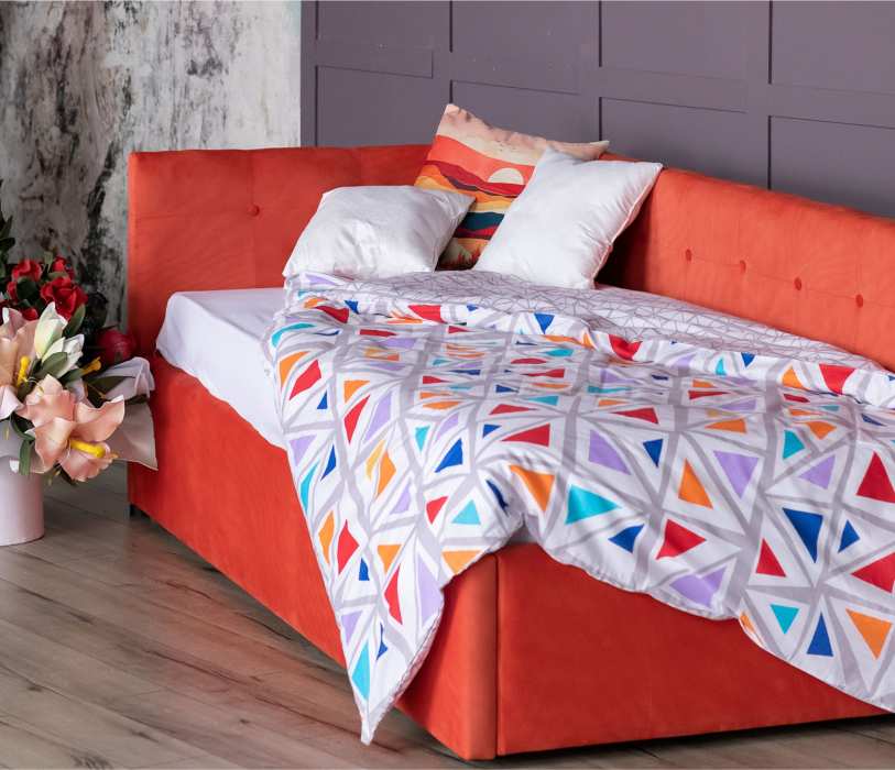 Мягкая кровать, Односпальная кровать-тахта Bonna 900 с подъемным механизмом и матрасом PROMO B COCOS