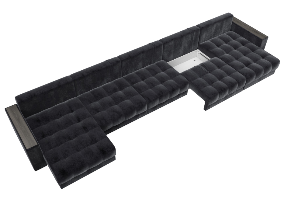 Диваны еврокнижки, Диван П-образный с декором Лига-049 НПБ Мегалонг, велюр TOWER