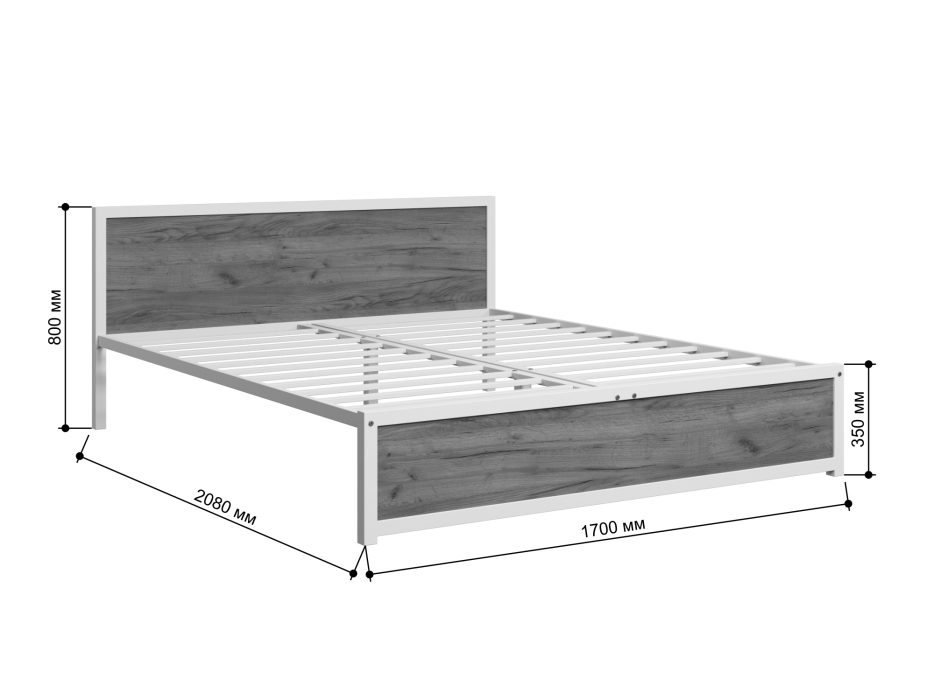 Кровати 160х200, Кровать Титан Лофт 160 без ящиков (белый)