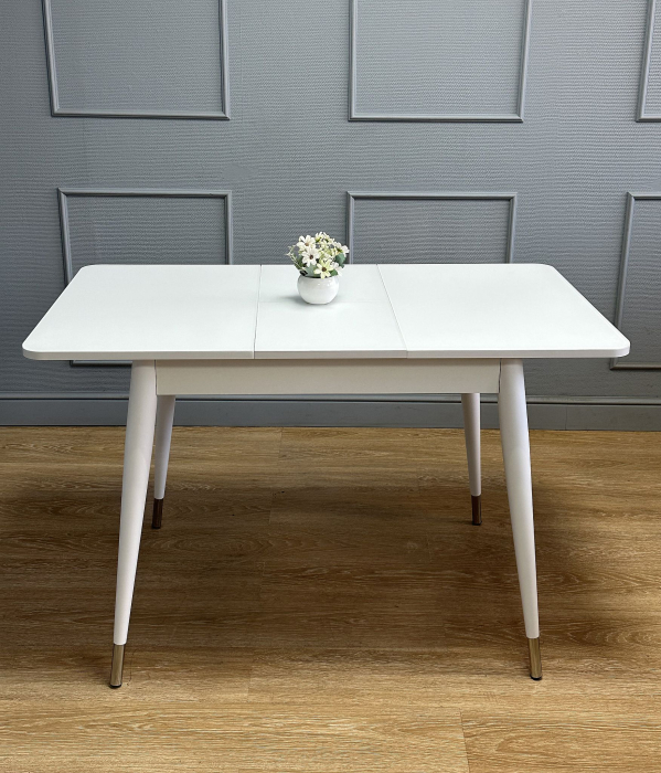 Обеденные столы, Стол Kenner 900 K раздвижной, стекло белое сатин