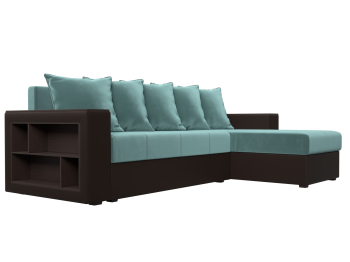 Диван угловой Дубай Лайт, велюр/экокожа, правый угол