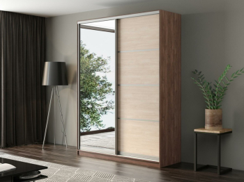 Шкаф-купе Айсберг 180 ШАМОНИ ТЕМНЫЙ (шамони светлый/зеркало)