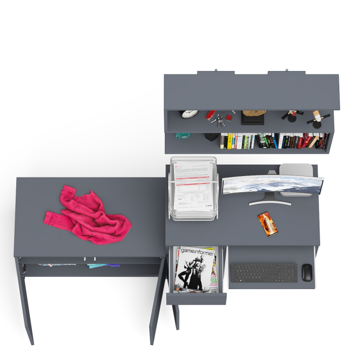 Прямые компьютерные столы, Компьютерный стол Мори МС-1 левый с тумбой две дверки и полкой