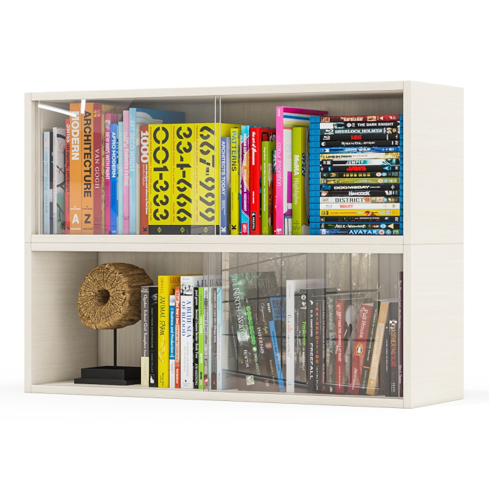 Настенные полки, Комплект из двух книжных полок со стеклом КН-01