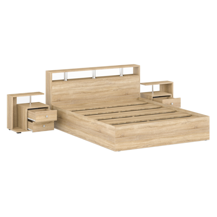 Спальные гарнитуры, Кровать Камелия 1600 с двумя прикроватными тумбами