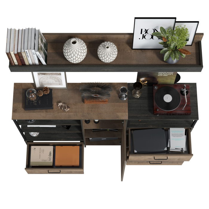 Стенки для гостиной, Комод с дверкой и комод с ящиками с навесной полкой Трувор