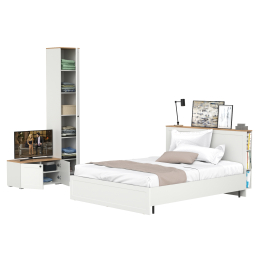 Кровать со спальным местом 1600 с ортопедическим основанием с тумбой и шкаф-пеналом Остин