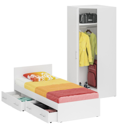 Односпальная Кровать с ящиками 900 с угловым шкафом Стандарт