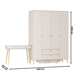 Комплект в спальню из шкафа четыре двери и стола с ящиками Афина