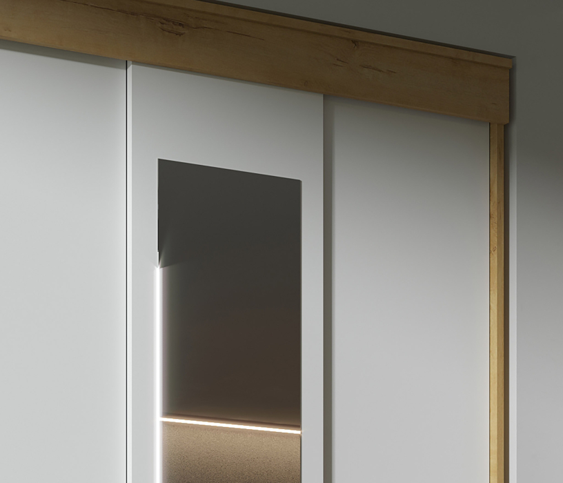 Шкафы-купе, Шкаф-купе ЭКО Дуб Вотан-Белый гладкий