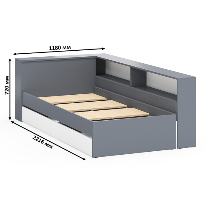 Спальные гарнитуры, Кровать с ящиками с прикроватным блоком для вещей Ксения 900 и столик косметический с подсветкой Сура