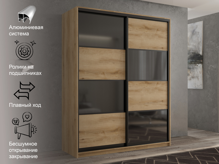 Шкафы-купе 2-х дверные, Шкаф-купе 2х дверный Кааппи 13 120х45