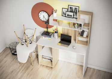 Стол компьютерный Олимп, дуб сонома/белый