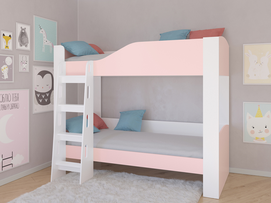 Для подростков, Кровать двухъярусная Астра 2 без ящика Белый