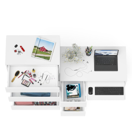 Комод высокий Мори МК700 5-ть ящиков и стол компьютерный Мори МС-6 левый