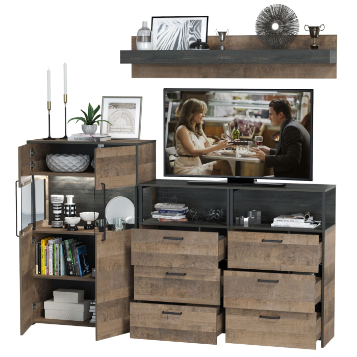 Стенки для гостиной, Набор мебели в гостиную с подсветкой серии Трувор № 9