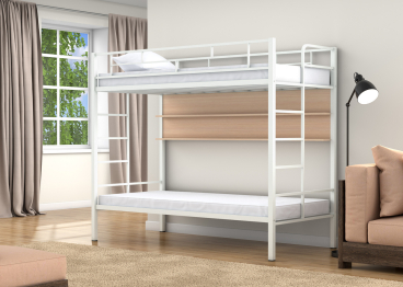 Двухъярусная кровать Валенсия Твист полка дуб молочный