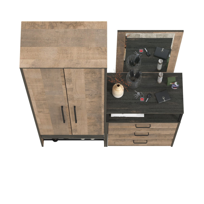 Прихожая, Шкаф с дверками в прихожую с комодом и зеркалом Трувор