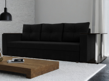 Диван прямой Атланта со столом справа, микровельвет