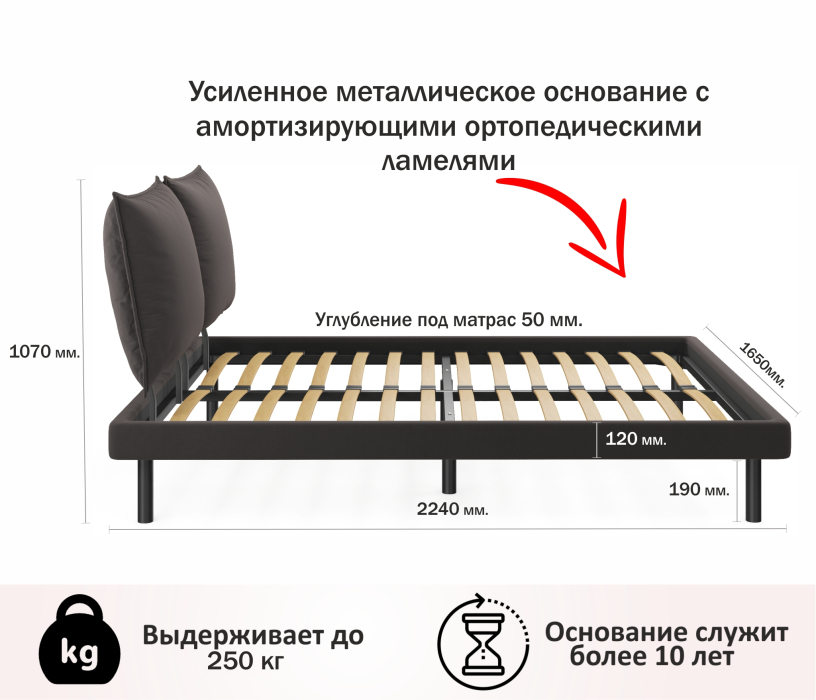 Мягкая кровать, Мягкая кровать Fly 1600 с ортопедическим основанием