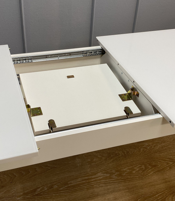 Обеденные столы, Стол KENNER 1100 M раздвижной, стекло белое глянец