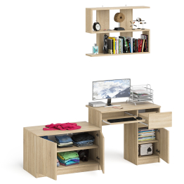 Стол компьютерный однотумбовый Мори МС-1 правый с верхней полкой 900 и тумбой