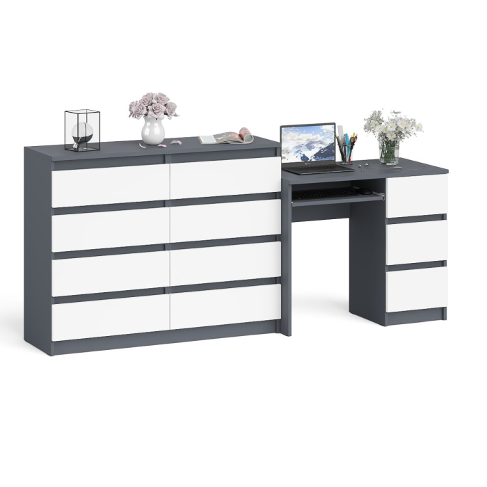 Компьютерные столы, Комод Мори МК1200 8-мь ящиков со столом компьютерным МС-6 правым