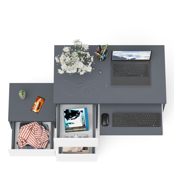 Прямые компьютерные столы, Компьютерный стол три ящика Мори МС-6 левый с тумбой 400