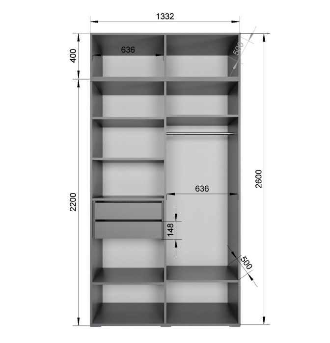 Для одежды, Шкаф Фиеста 1332 с антресолью
