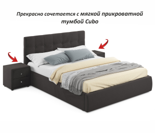 Мягкая кровать Selesta 1600 с матрасом PROMO B COCOS с подъемным механизмом