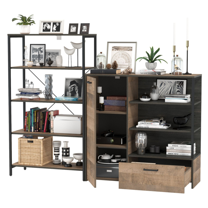 Стенки для гостиной, Стеллаж с полками и комод Трувор