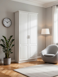 Ливерпуль Шкаф для одежды + карниз ясень ваниль/белый