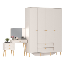 Трюмо с зеркалом и ящиками и комод-шкаф 4-х дверный Афина