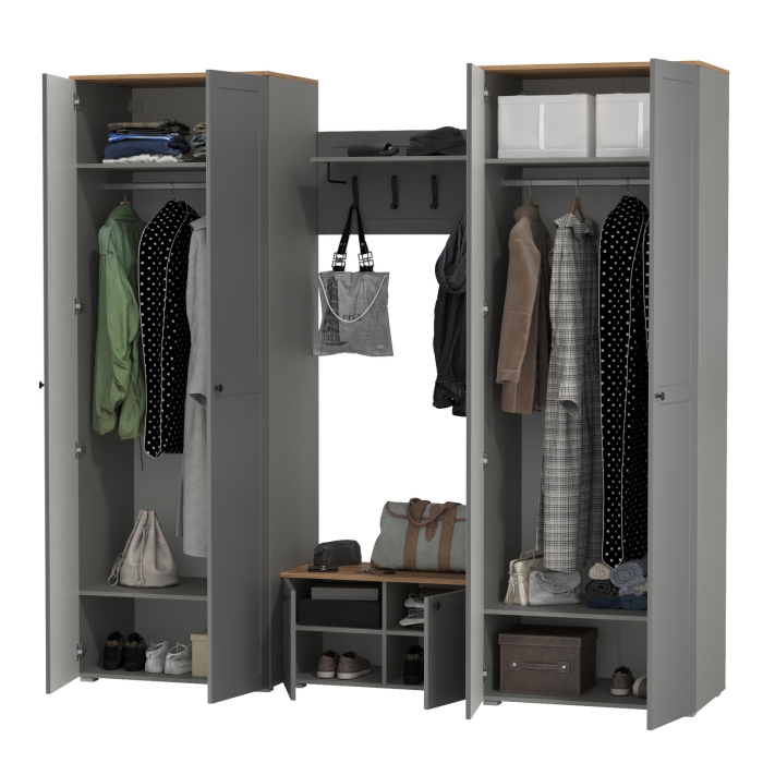 Прихожие, Два шкафа в прихожую и тумба с настенной вешалкой для одежды Остин