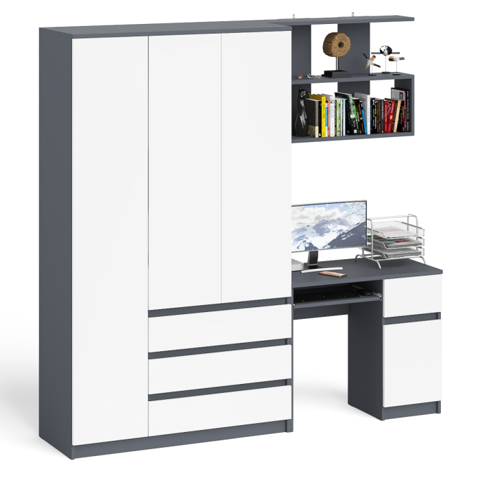 Домашние кабинеты, Шкаф-комод Мори МШ1200.1 со столом Мори МС-1 правый и полкой Мори 900